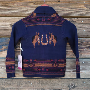 Cotton and Rye - Kid's Horse and Horseshoe Cardigan - Navy