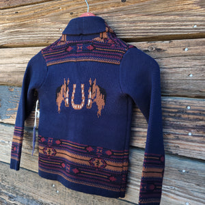Cotton and Rye - Kid's Horse and Horseshoe Cardigan - Navy