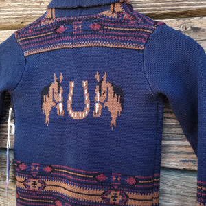 Cotton and Rye - Kid's Horse and Horseshoe Cardigan - Navy