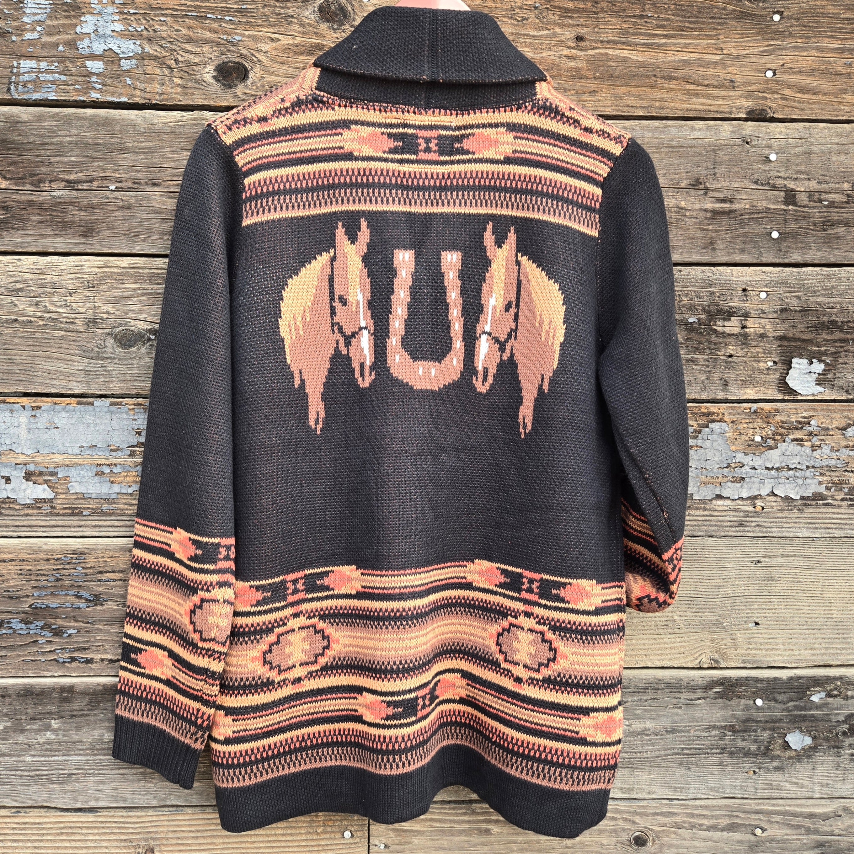 Cotton and Rye - Vintage Horse and Horseshoe Cardigan - Black