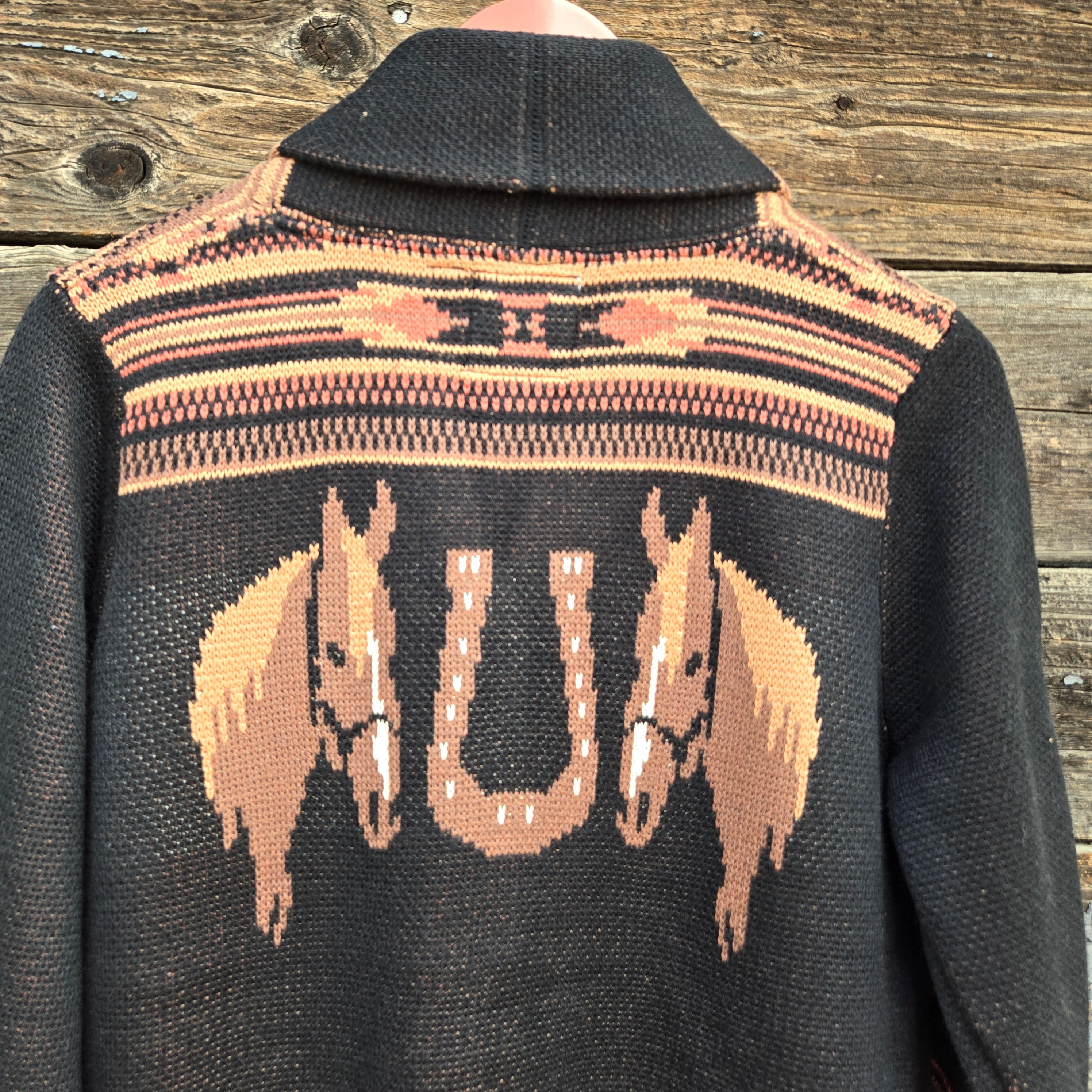 Cotton and Rye - Vintage Horse and Horseshoe Cardigan - Black