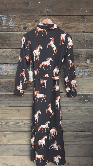 Cotton and Rye - Black Horse Print Dress