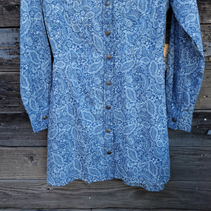 Cotton and Rye - Blue Floral Paisley Western Shirt Dress