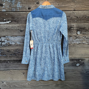 Cotton and Rye - Blue Floral Paisley Western Shirt Dress