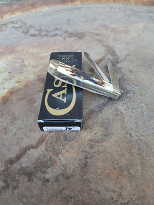 Case Knife - 00013 Amber Bone Peach Seed Jig Mini Trapper