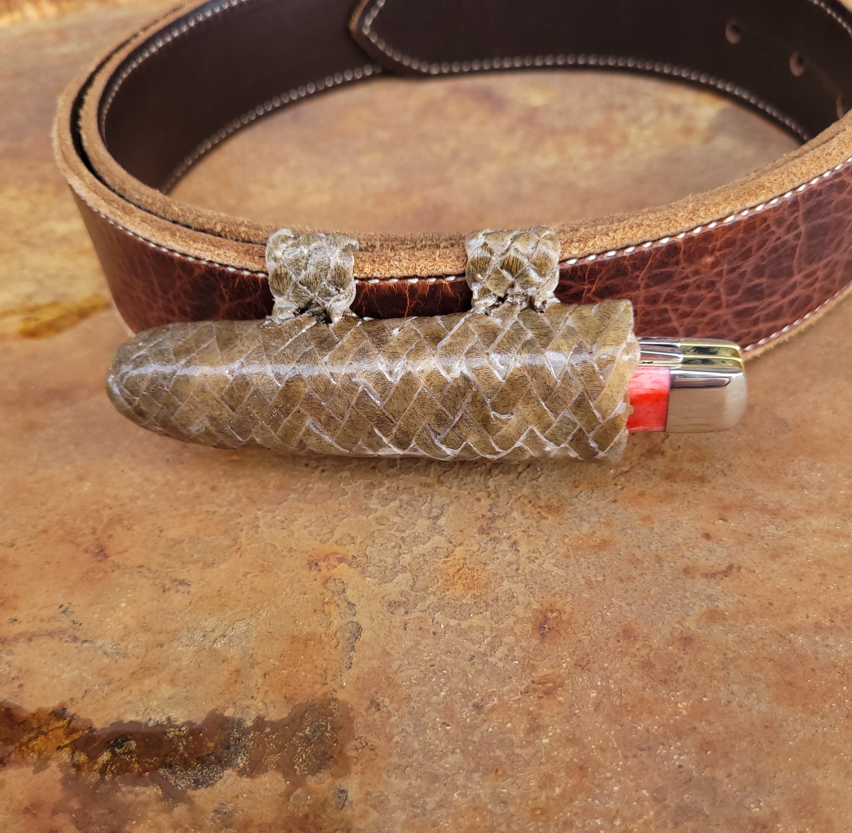 Rawhide Braided Knife Sheath - Horizontal
