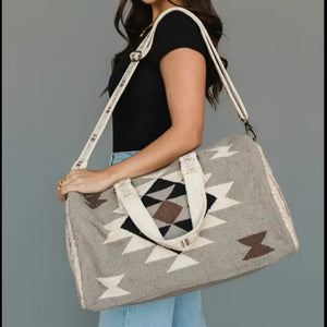 Southwestern Duffle - Taupe, Grey,Black & Brown