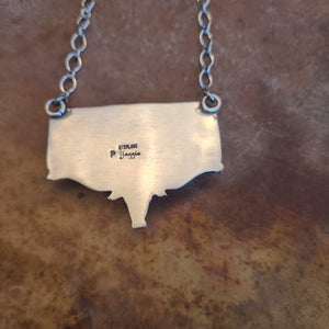 Sterling Silver Steer Head and Turquoise Bar Necklace
