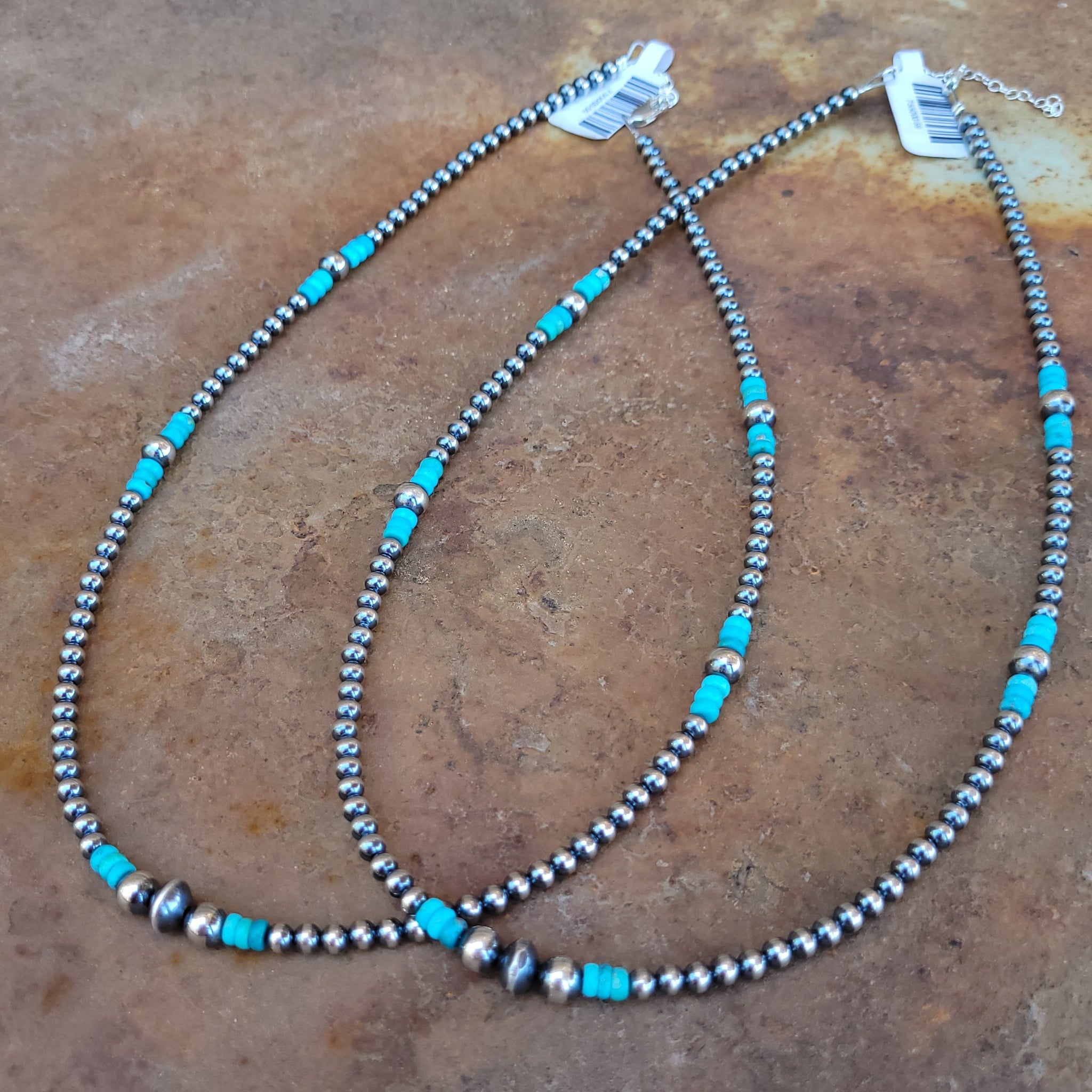 Turquoise Rectangle Pendant Faux Navajo Bead Necklace 731722