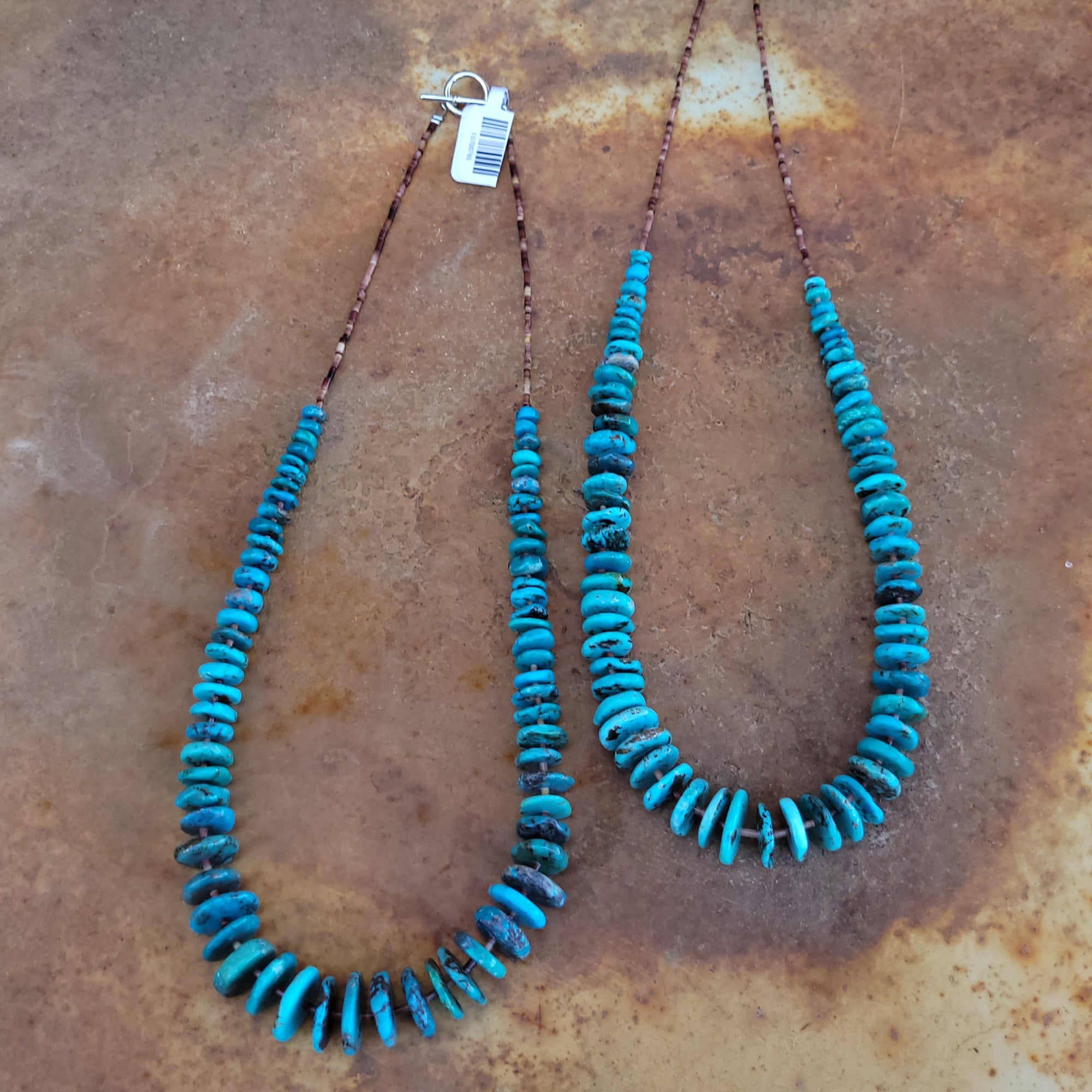 Necklace - 22" Graduated Genuine Turquoise with Heishi Shell