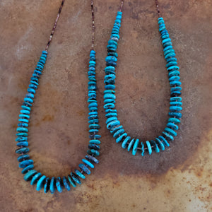 Necklace - 22" Graduated Genuine Turquoise with Heishi Shell