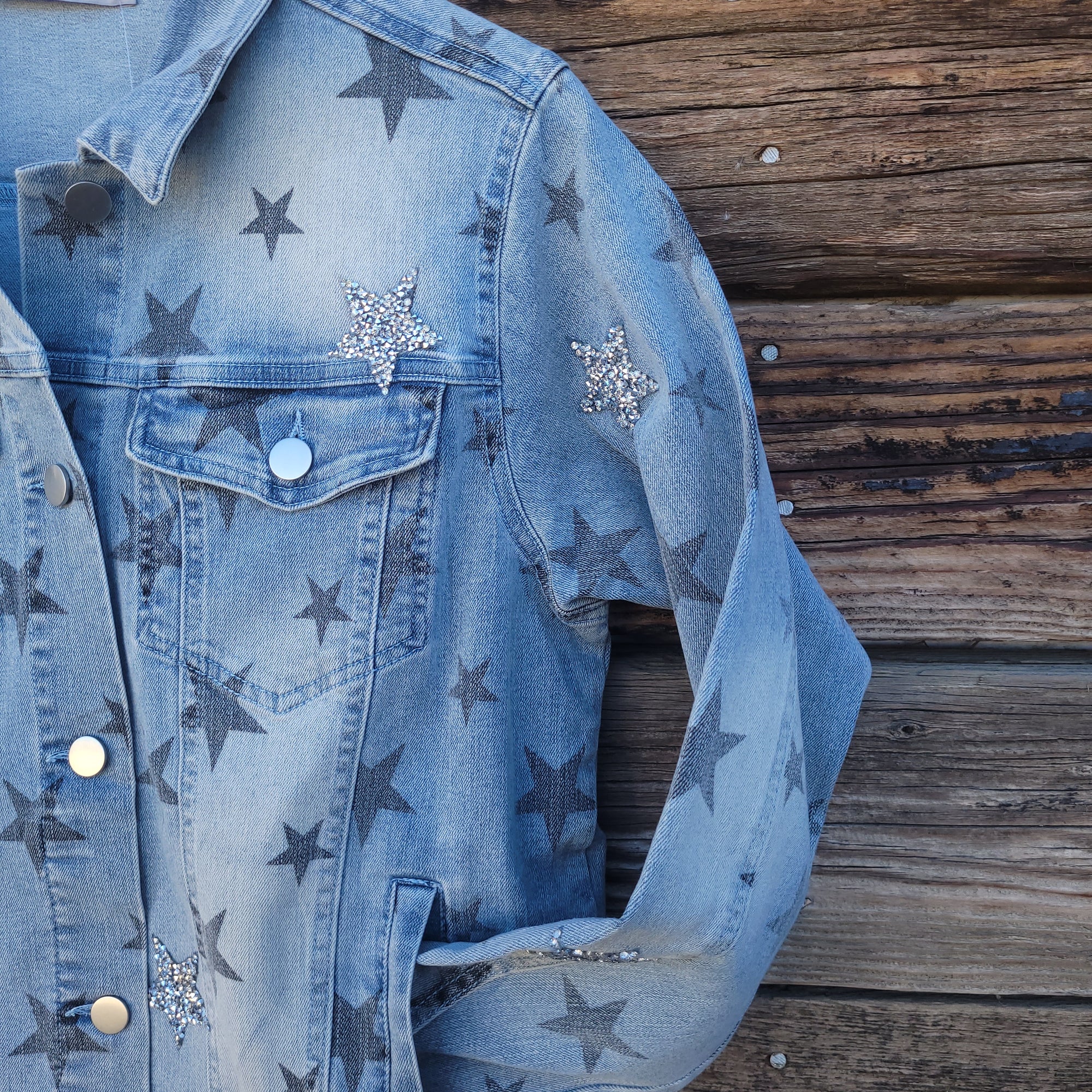 Blue B - Jean Jacket with Sequin and Printed Stars