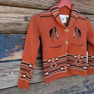 Cotton and Rye - Kid's Horse and Horseshoe Cardigan - Rust