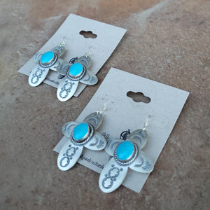 Sterling Silver and Sonoran Beauty Turquoise Cross Earrings