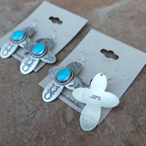Sterling Silver and Sonoran Beauty Turquoise Cross Earrings