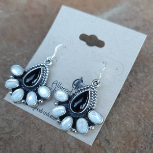 Onyx and Mother of Pearl Dangle Earrings