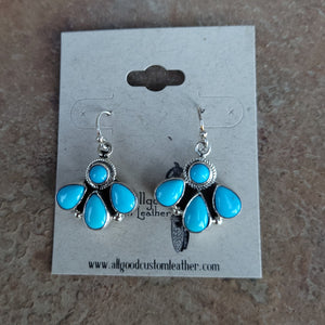 Sleeping Beauty Turquoise Petal Dangle Earrings
