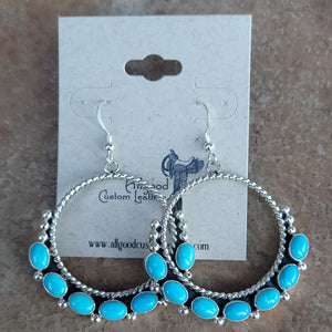 Turquoise Twisted Wire Hoop Earrings