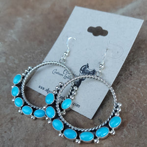 Turquoise Twisted Wire Hoop Earrings