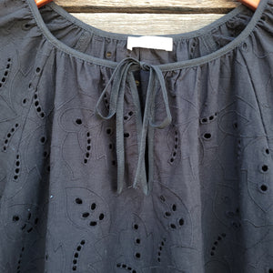 Lovestitch - Black Eyelet 3/4 Sleeve Blouse