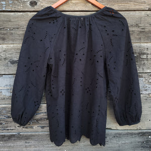 Lovestitch - Black Eyelet 3/4 Sleeve Blouse