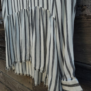 Mystree - Striped Long Sleeved Peplum Blouse