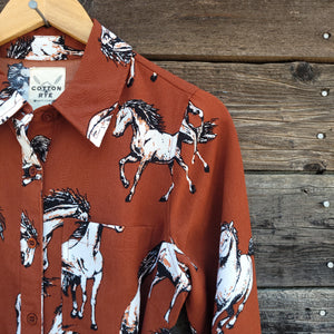 Cotton and Rye - Brown Horse Print Dress