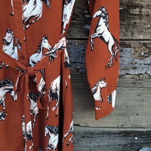 Cotton and Rye - Brown Horse Print Dress