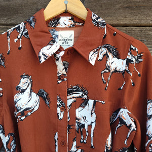 Cotton and Rye - Brown Horse Print Dress