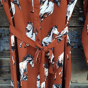 Cotton and Rye - Brown Horse Print Dress