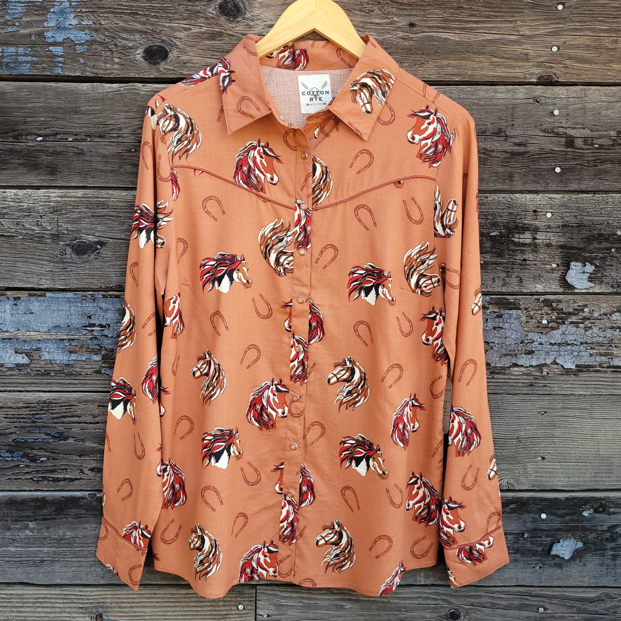 Cotton and Rye - Horses and Horseshoes Western Blouse