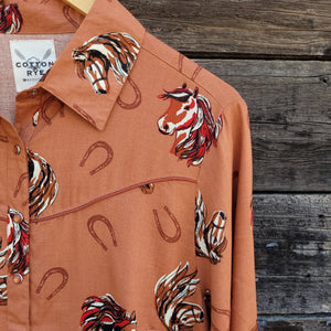 Cotton and Rye - Horses and Horseshoes Western Blouse