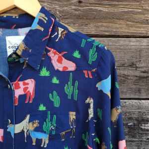 Cotton and Rye - Navy Cactus Ranch Western Blouse