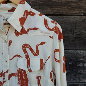 Cotton and Rye - Cream and Rust Western Print Blouse