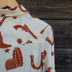 Cotton and Rye - Cream and Rust Western Print Blouse