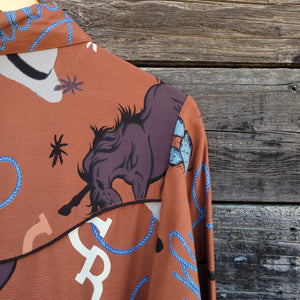 Cotton and Rye - Brown Western Print Blouse