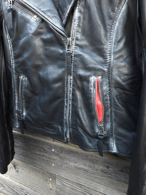 Star Spangled Leather Jacket - Vintage Black