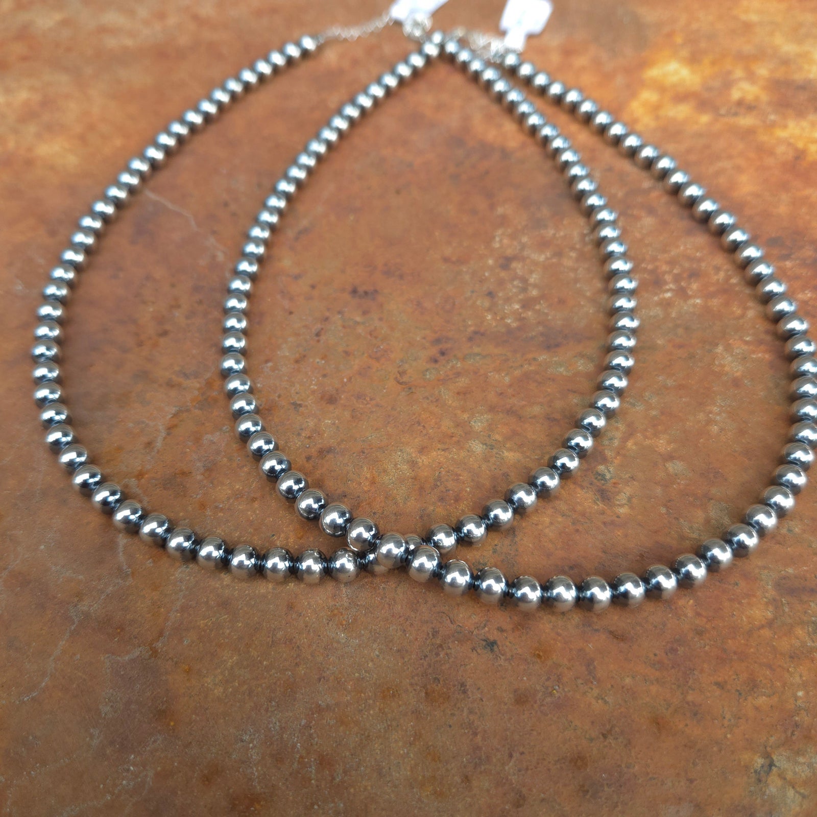 Sterling Silver Navajo Style Pearls - 18" x 6mm