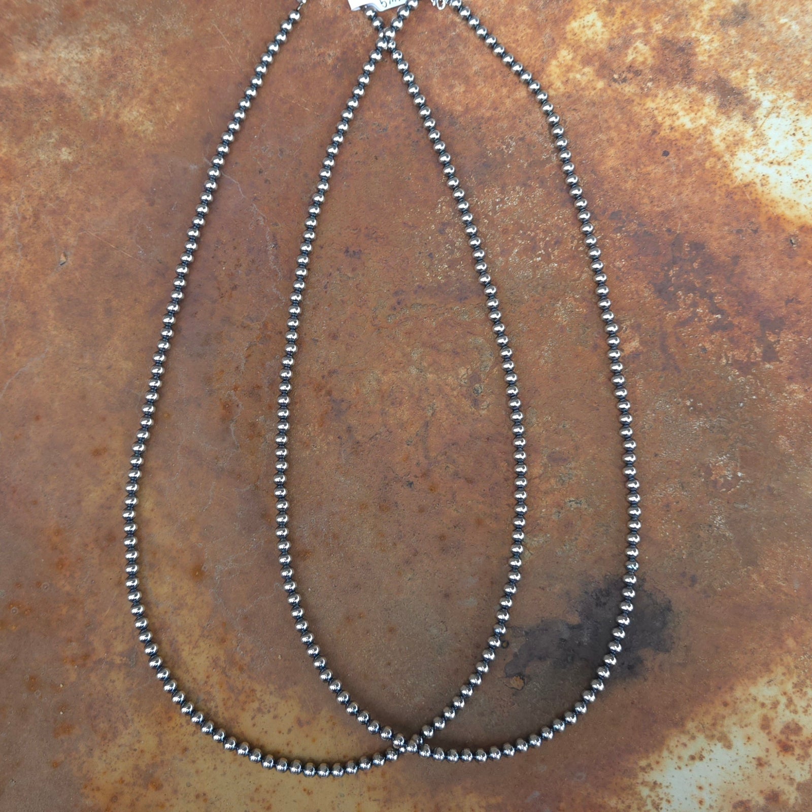 Sterling Silver Navajo Style Pearls - 24" x 5mm