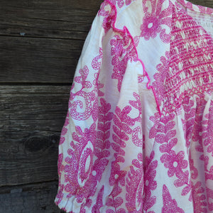 GiGio - Pink and White Short Sleeve Blouse