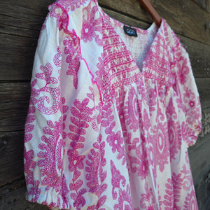 GiGio - Pink and White Short Sleeve Blouse