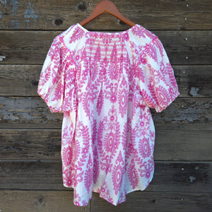 GiGio - Pink and White Short Sleeve Blouse