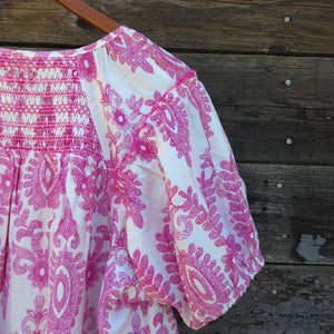 GiGio - Pink and White Short Sleeve Blouse