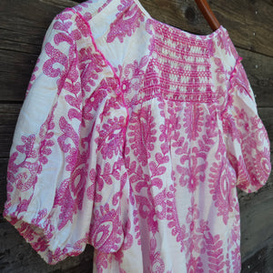 GiGio - Pink and White Short Sleeve Blouse