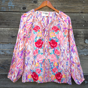 Savanna Jane - Pink Long Sleeved Floral Embroidered Blouse
