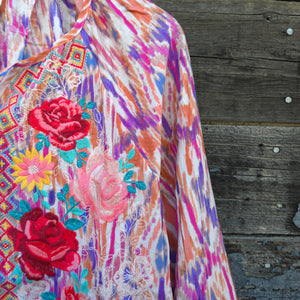 Savanna Jane - Pink Long Sleeved Floral Embroidered Blouse
