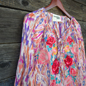 Savanna Jane - Pink Long Sleeved Floral Embroidered Blouse