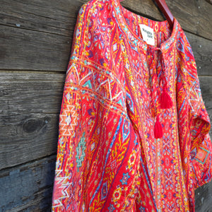 Savanna Jane - Red Southwestern Printed Blouse