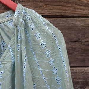 Angie - Eyelet Top - Sage Green