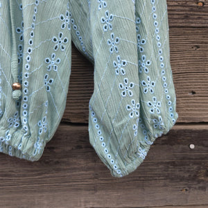 Angie - Eyelet Top - Sage Green